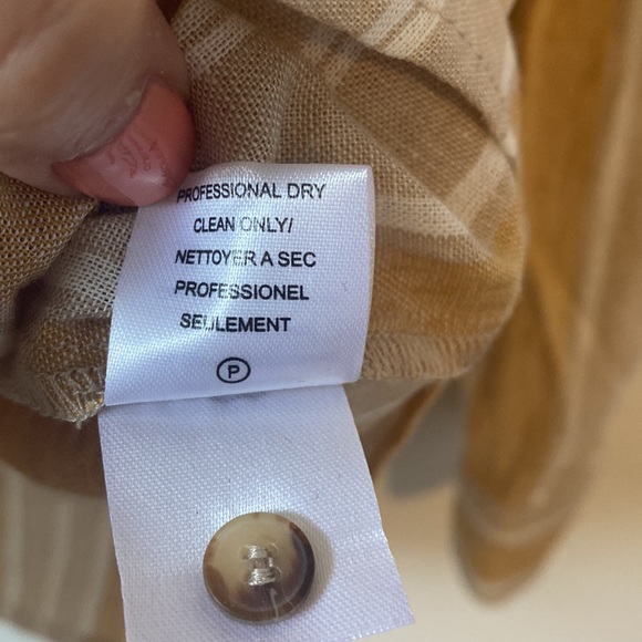 Gentle Fawn Women’s Yellow Mustard Vertical Stripe Button Down Linen Top - Picture 6 of 7